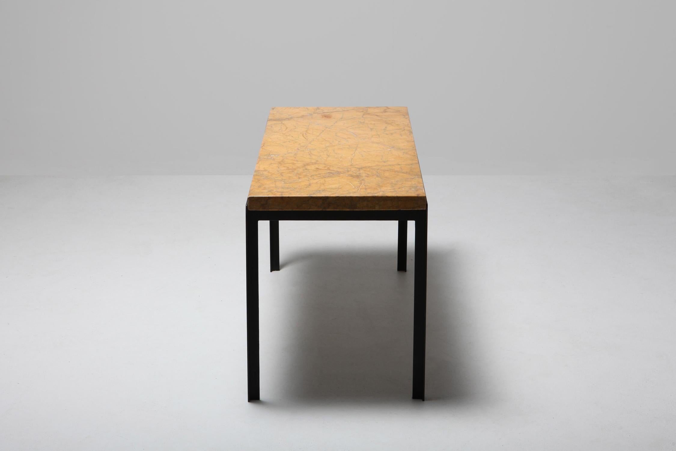 Central American Florence Knoll Marble and Black Steel Side Table Small