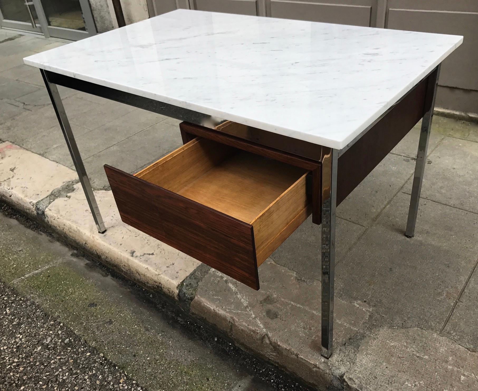 Florence Knoll Marble and Rosewood Desk, 1960 In Good Condition In Grenoble, FR