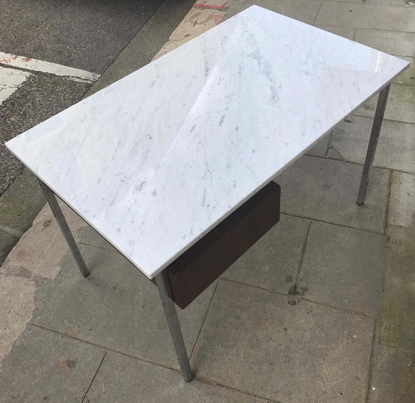 Carrara Marble Florence Knoll Marble and Rosewood Desk, 1960