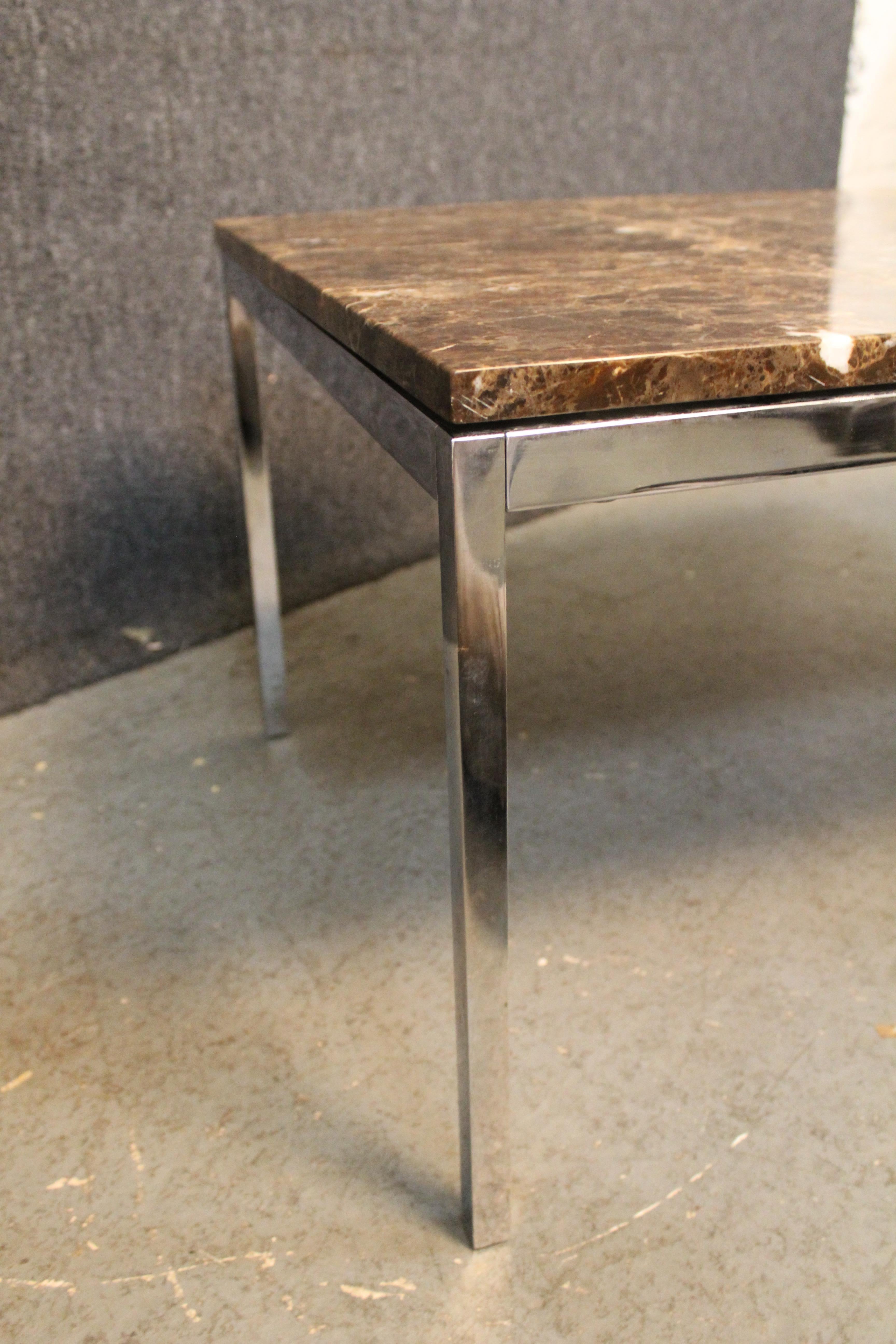 20th Century Florence Knoll Marble + Chrome Coffee Table For Sale