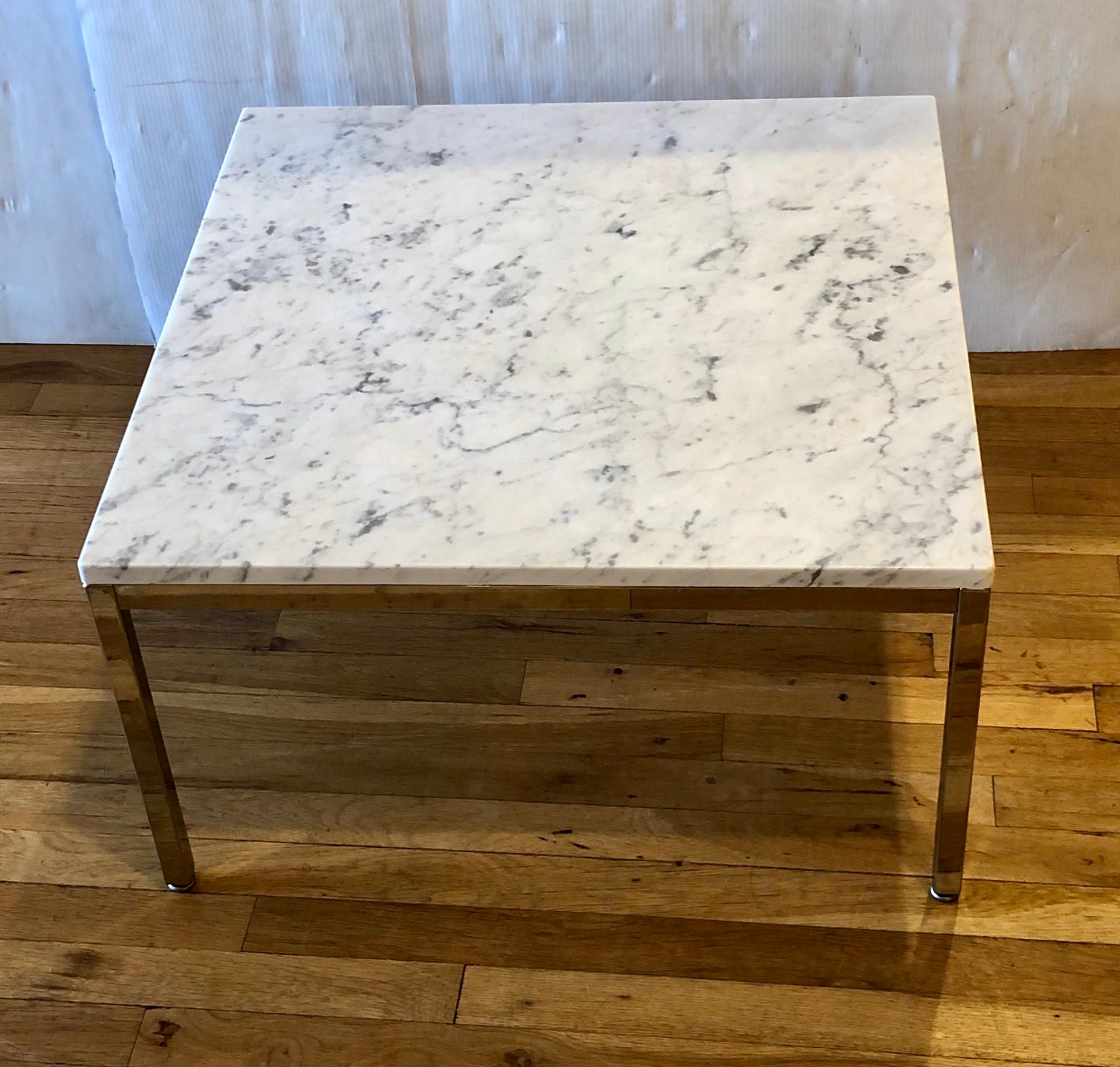 Mid-Century Modern Florence Knoll Marble & Chrome Square Coffee Cocktail End Table