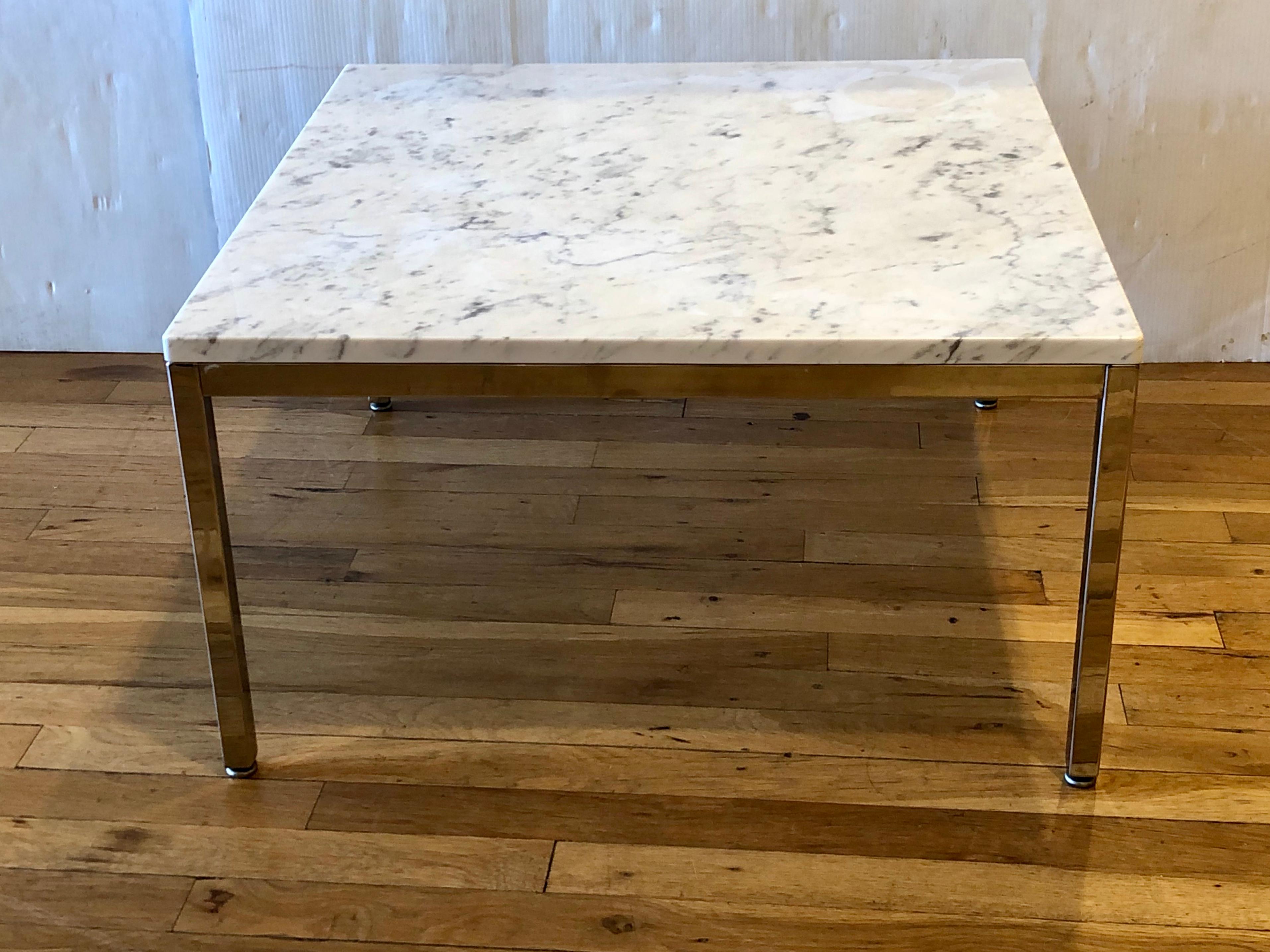 American Florence Knoll Marble & Chrome Square Coffee Cocktail End Table