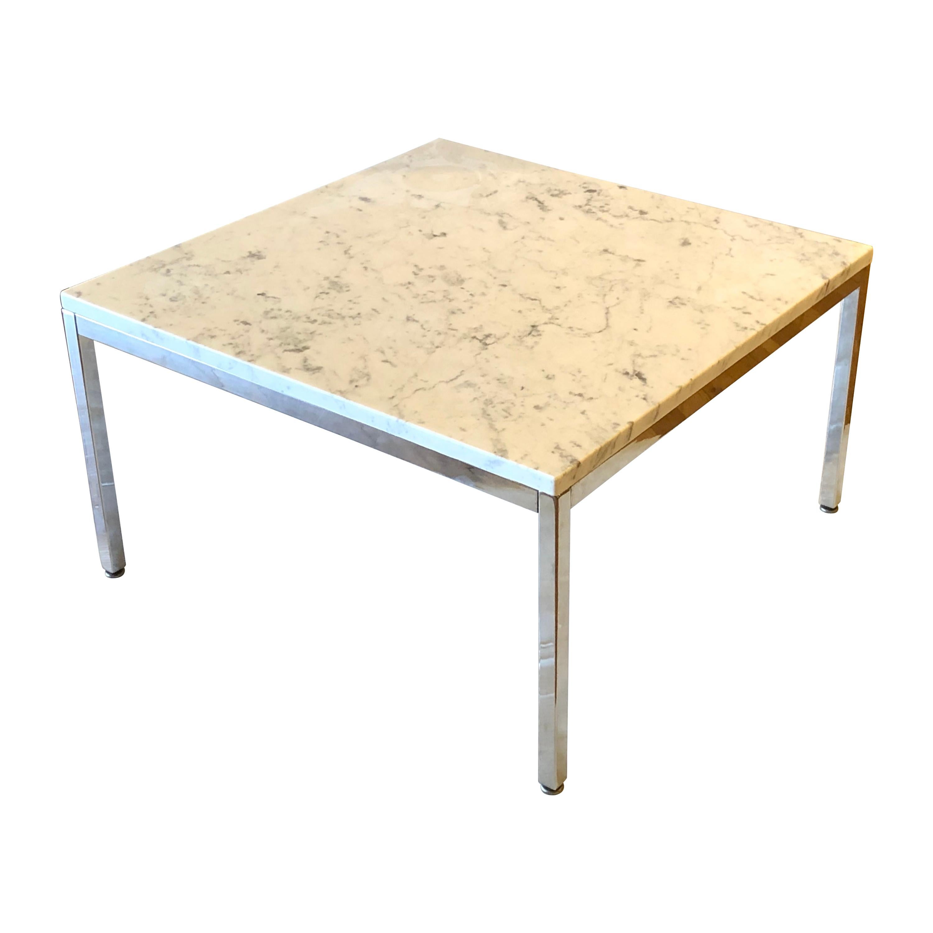 Florence Knoll Marble & Chrome Square Coffee Cocktail End Table