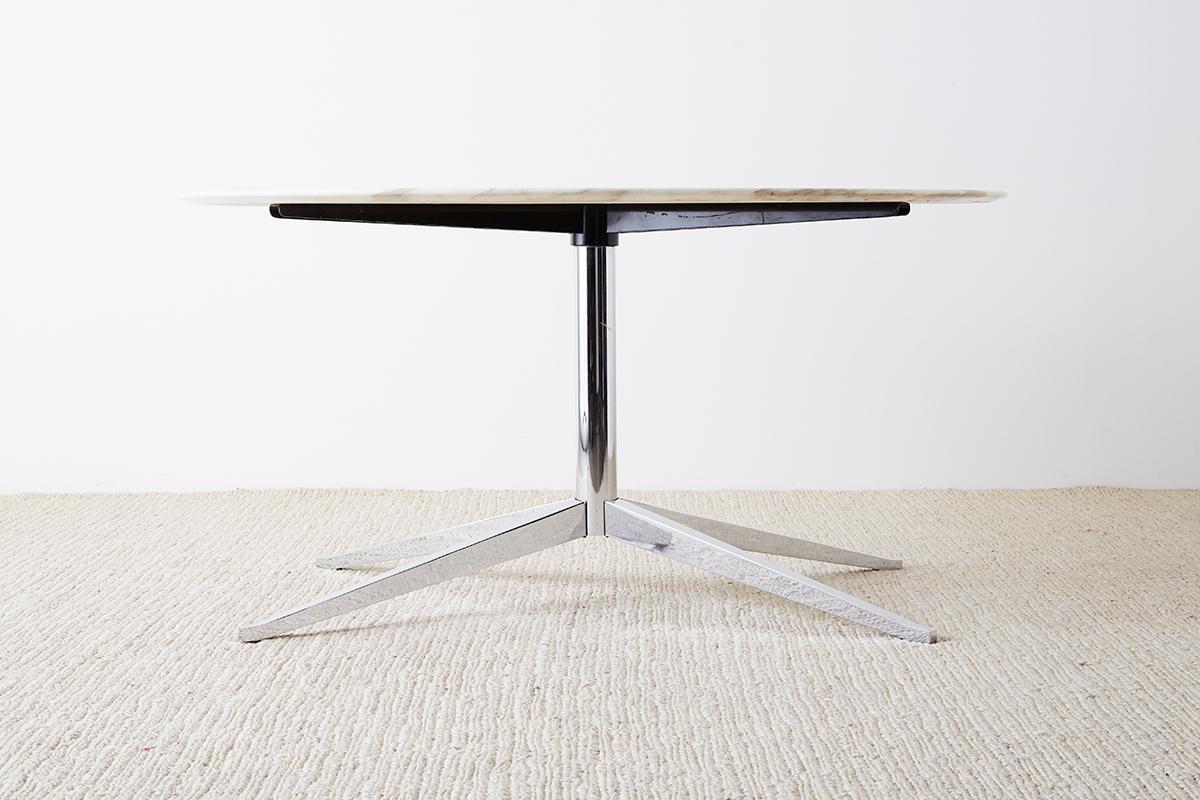 Mid-Century Modern Florence Knoll Marble Dining Table with Star Base