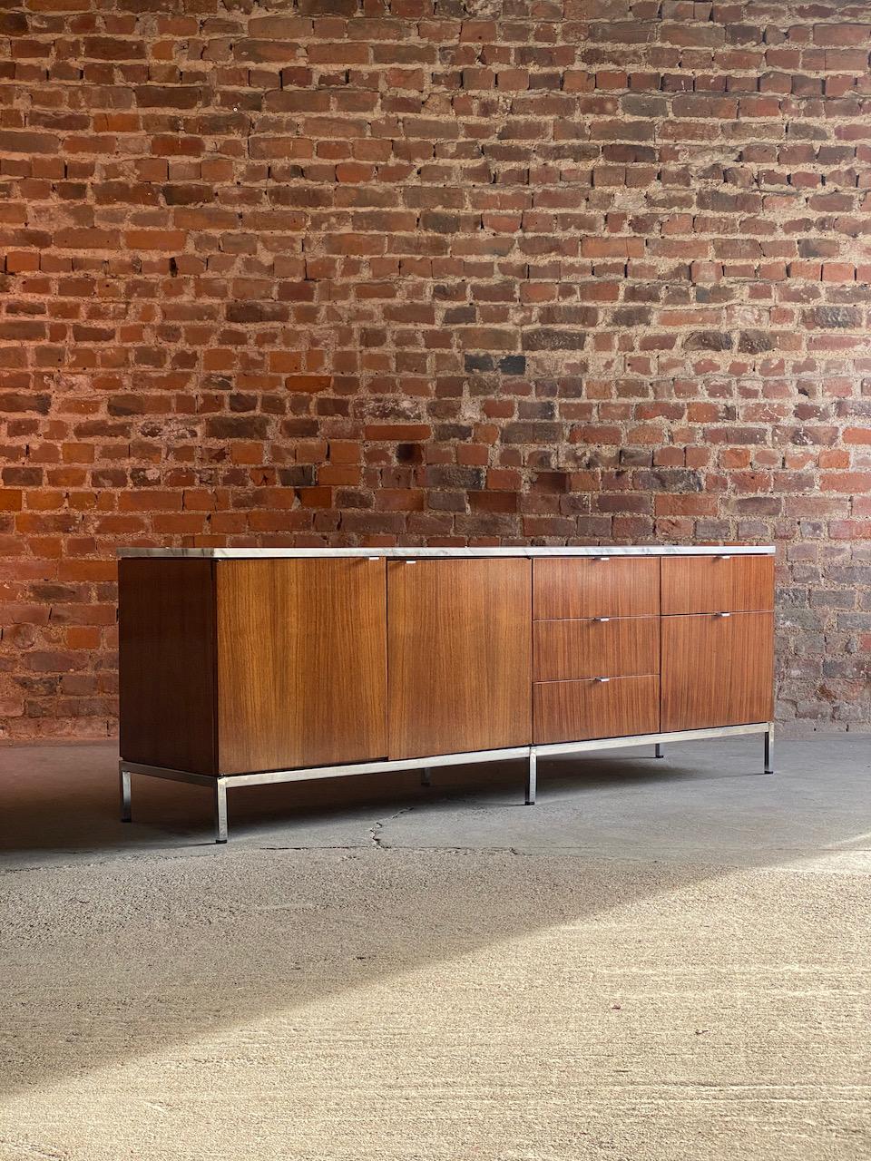 Florence Knoll marble & rosewood credenza USA 1950s

Magnificent Mid-Century Modern Florence Knoll rosewood and marble credenza for Knoll International, USA circa 1950s, original marble topped rosewood credenza, produced under license by