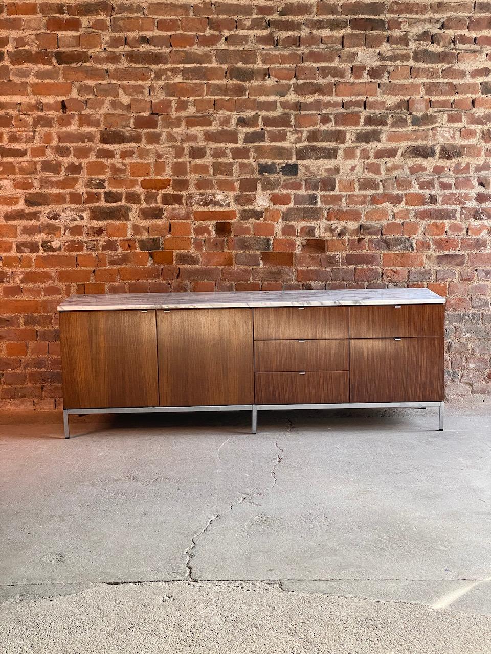 American Florence Knoll Marble & Rosewood Credenza, Circa 1950s