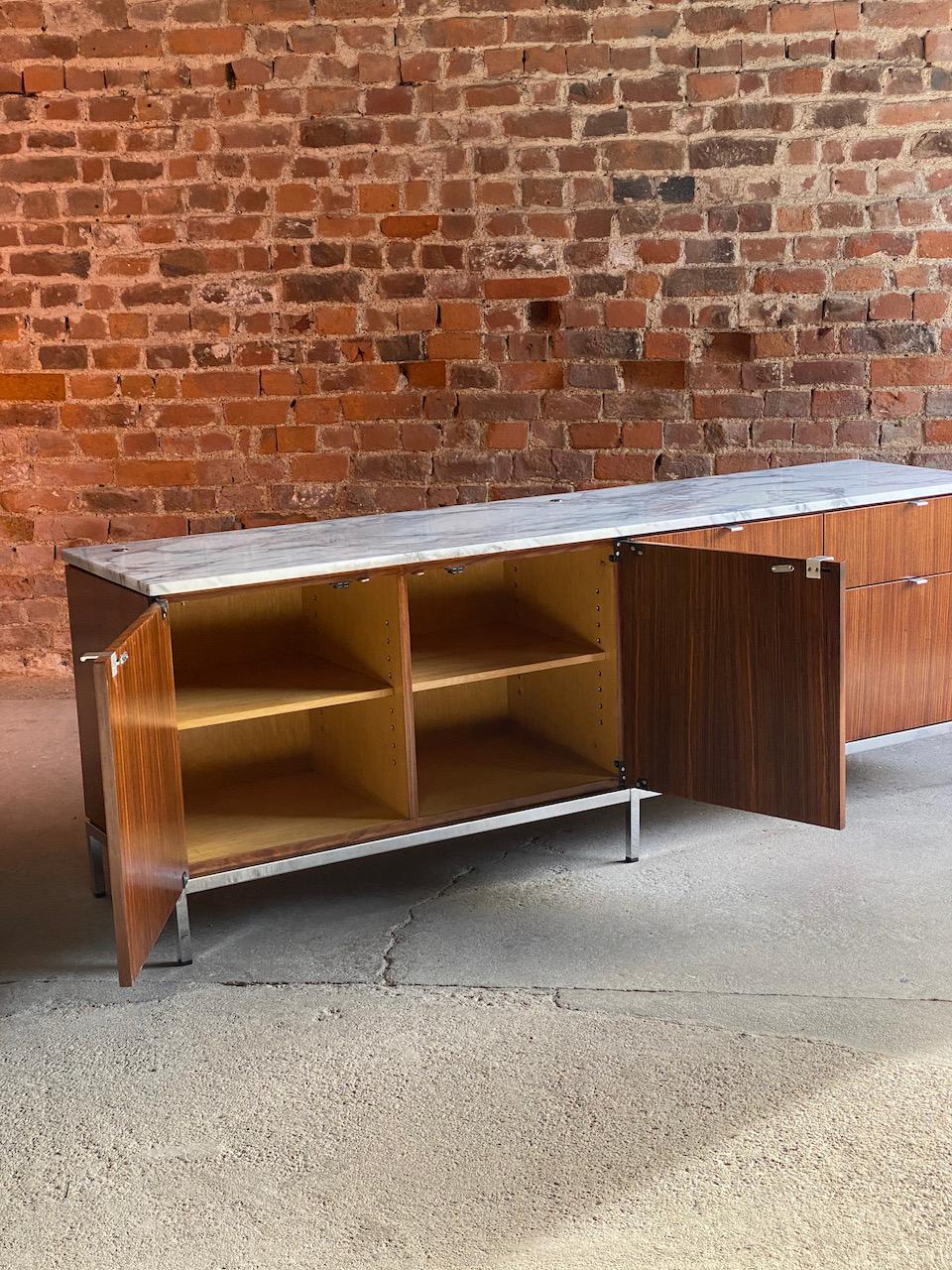 20th Century Florence Knoll Marble & Rosewood Credenza, Circa 1950s