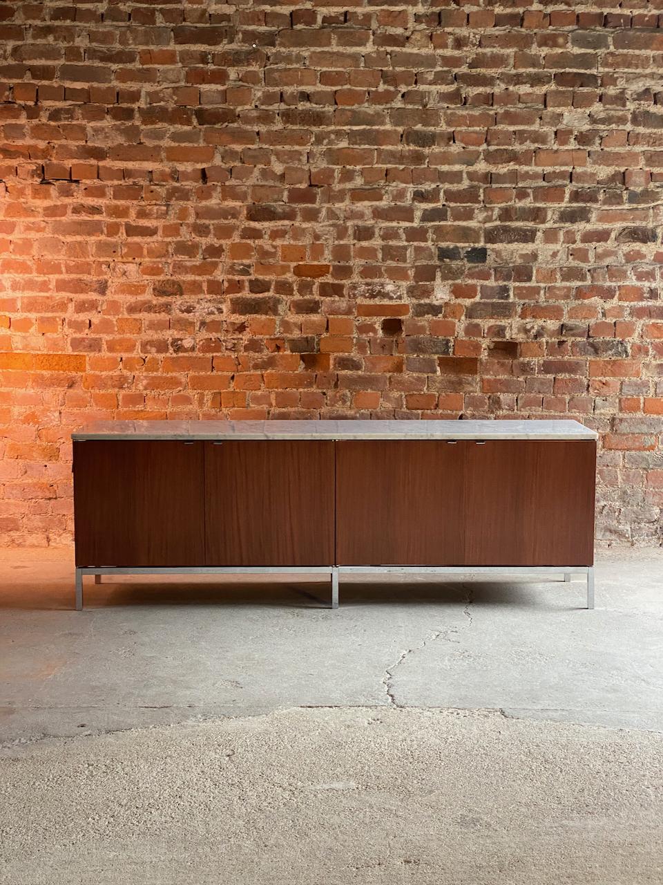 Florence Knoll Marble & Teak Credenza, USA, 1970s For Sale 9