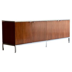 Vintage Florence Knoll Marble & Teak Credenza, USA, 1970s