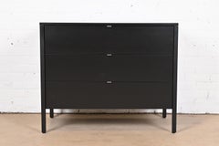 Florence Knoll Mid-Century Modern Black Lacquered Chest of Drawers, Refinished