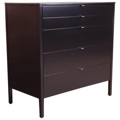 Florence Knoll Mid-Century Modern Black Lacquered Chest of Drawers, Refinished