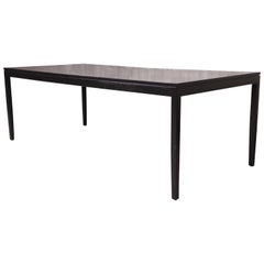 Florence Knoll Mid-Century Modern Black Lacquered Dining Table, Newly Refinished