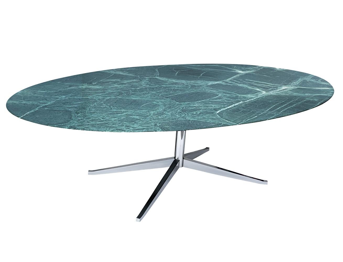 Florence Knoll Mid-Century Modern Oval Green Verde Marble Dining Table or Desk 2