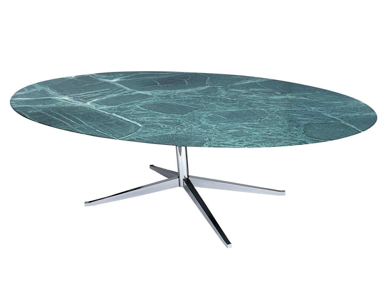 Florence Knoll Mid-Century Modern Oval Green Verde Marble Dining Table or Desk 3