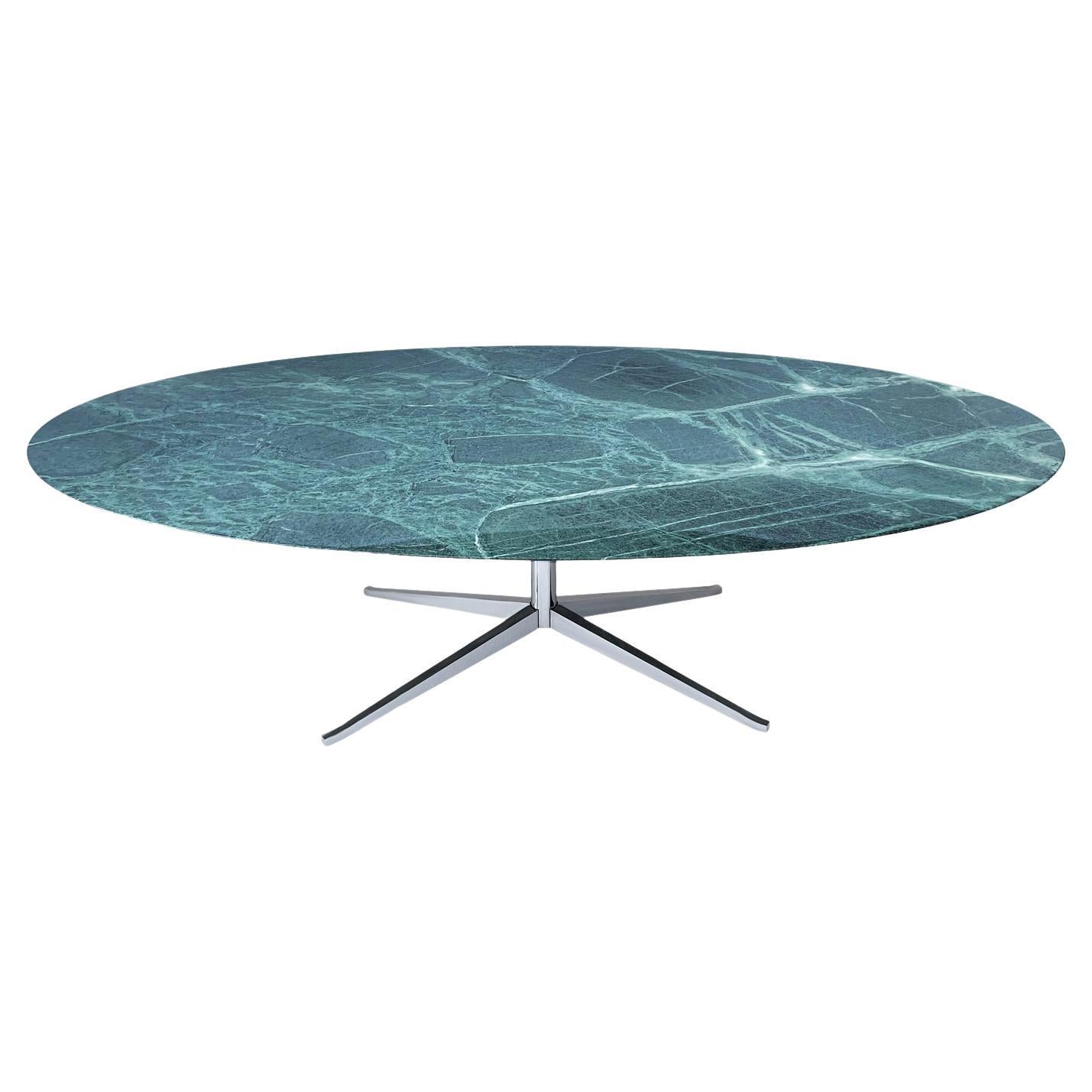 Florence Knoll Mid-Century Modern Oval Green Verde Marble Dining Table or Desk