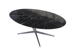 Florence Knoll Mesa de Conferencia de Comedor Cromada con Tapa de Mármol Ovalada Moderna de Mediados de Siglo