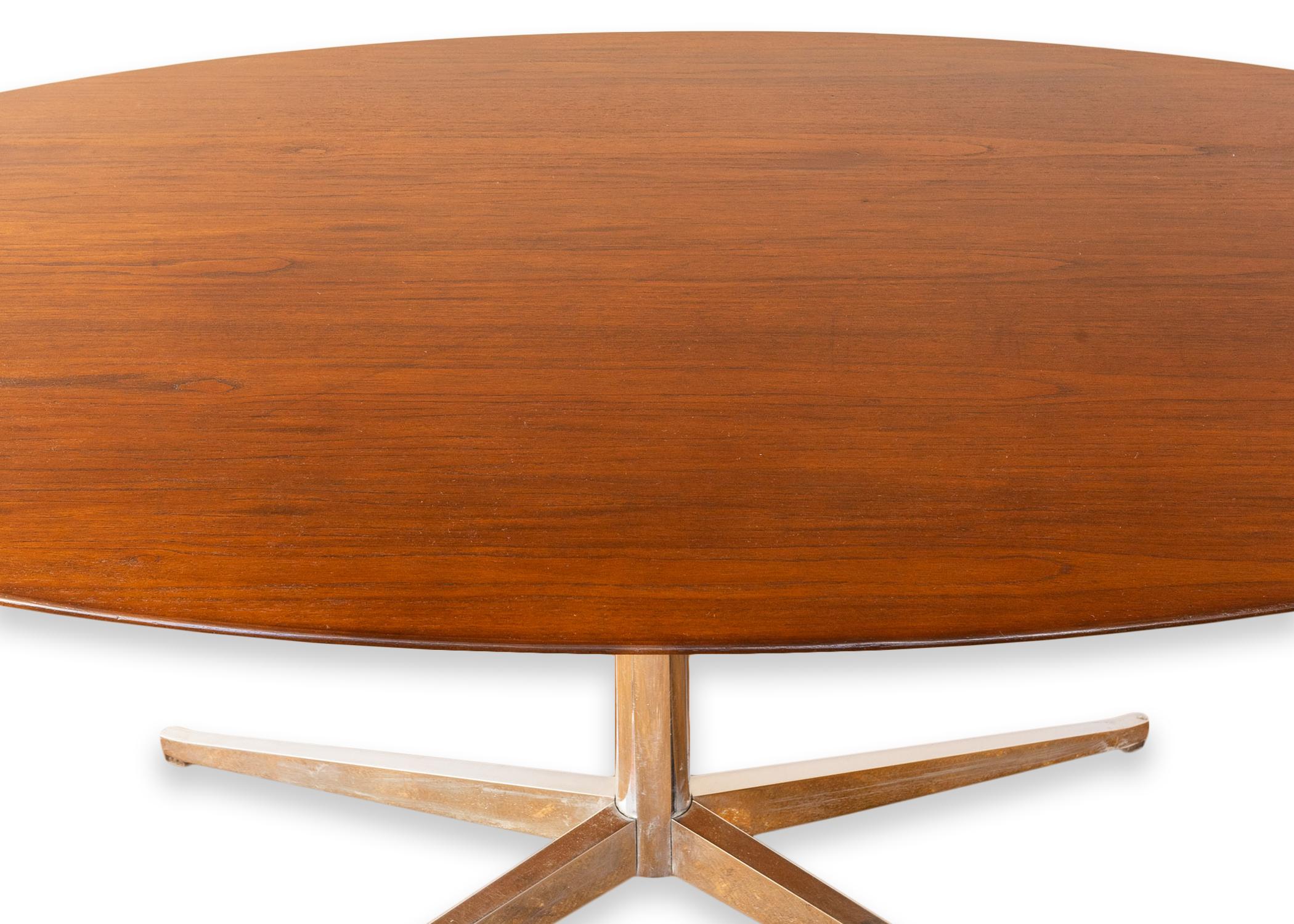 Mid-Century Modern Florence Knoll Mid Century Modern Oval Wood and Steel Dining Conference Table