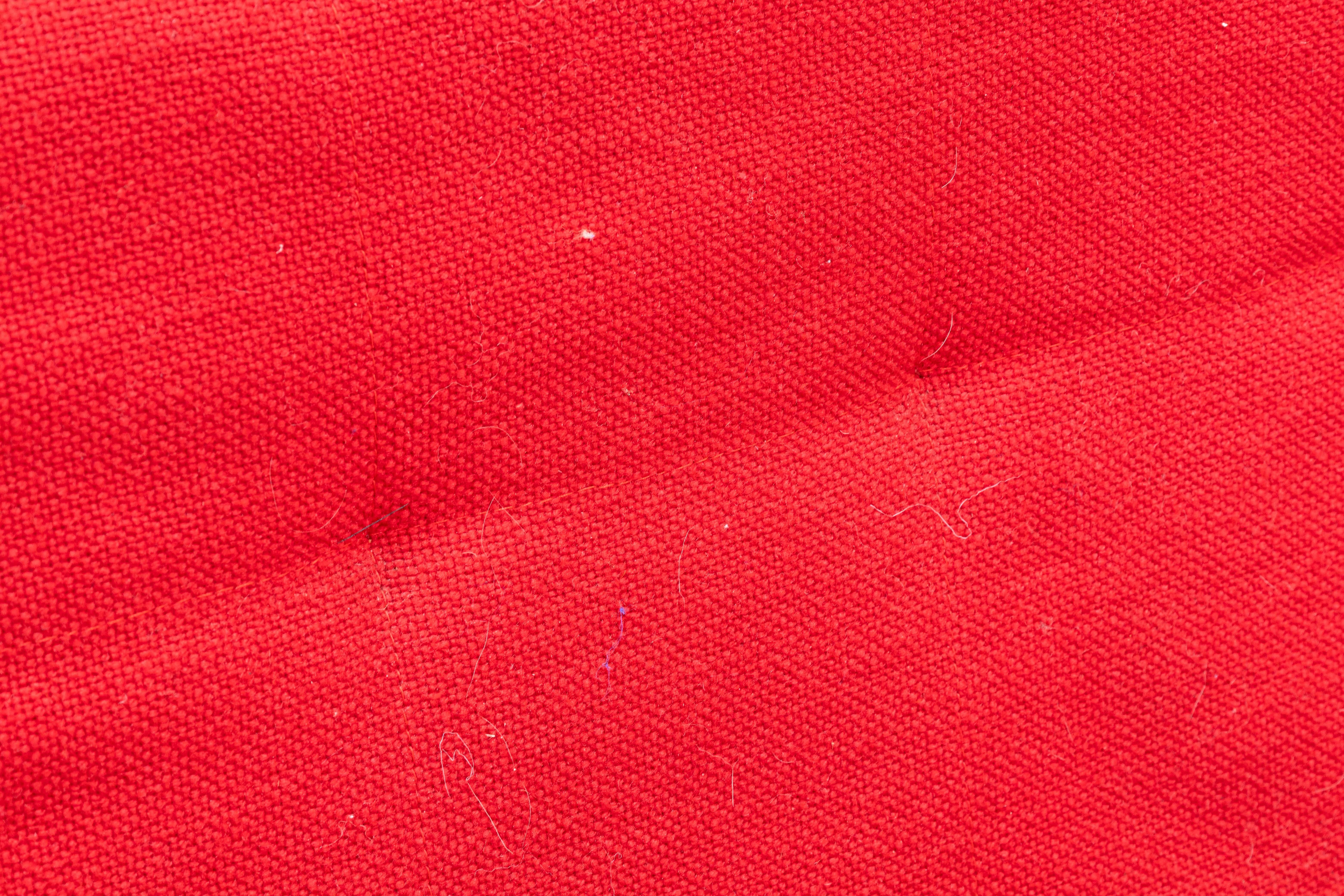Florence Knoll Mid Century Modern Red Fabric Parallel Bar Accent Lounge Chair 4