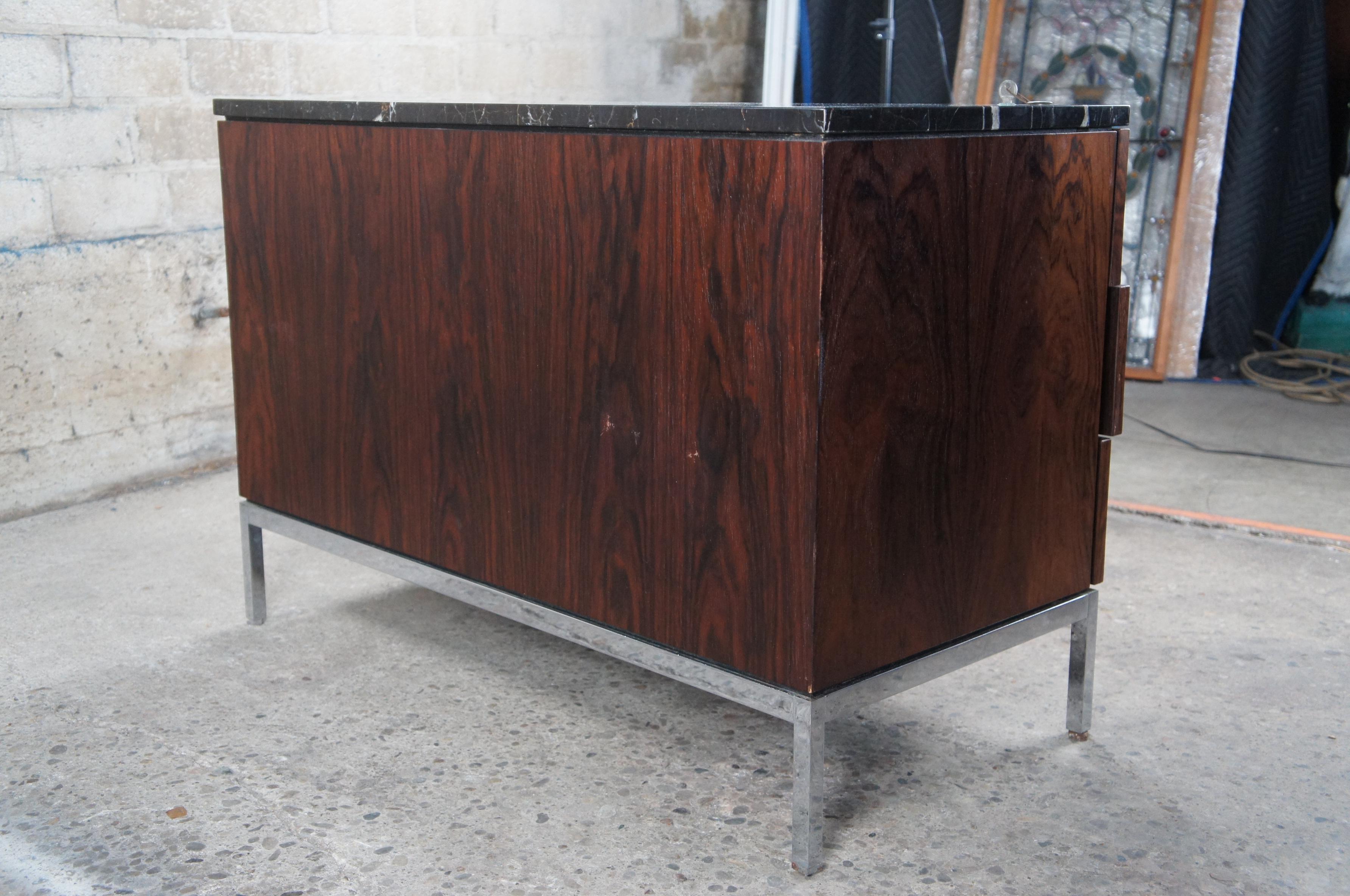 Florence Knoll Mid Century Modern Rosewood Marble Top Console Credenza Cabinet 5