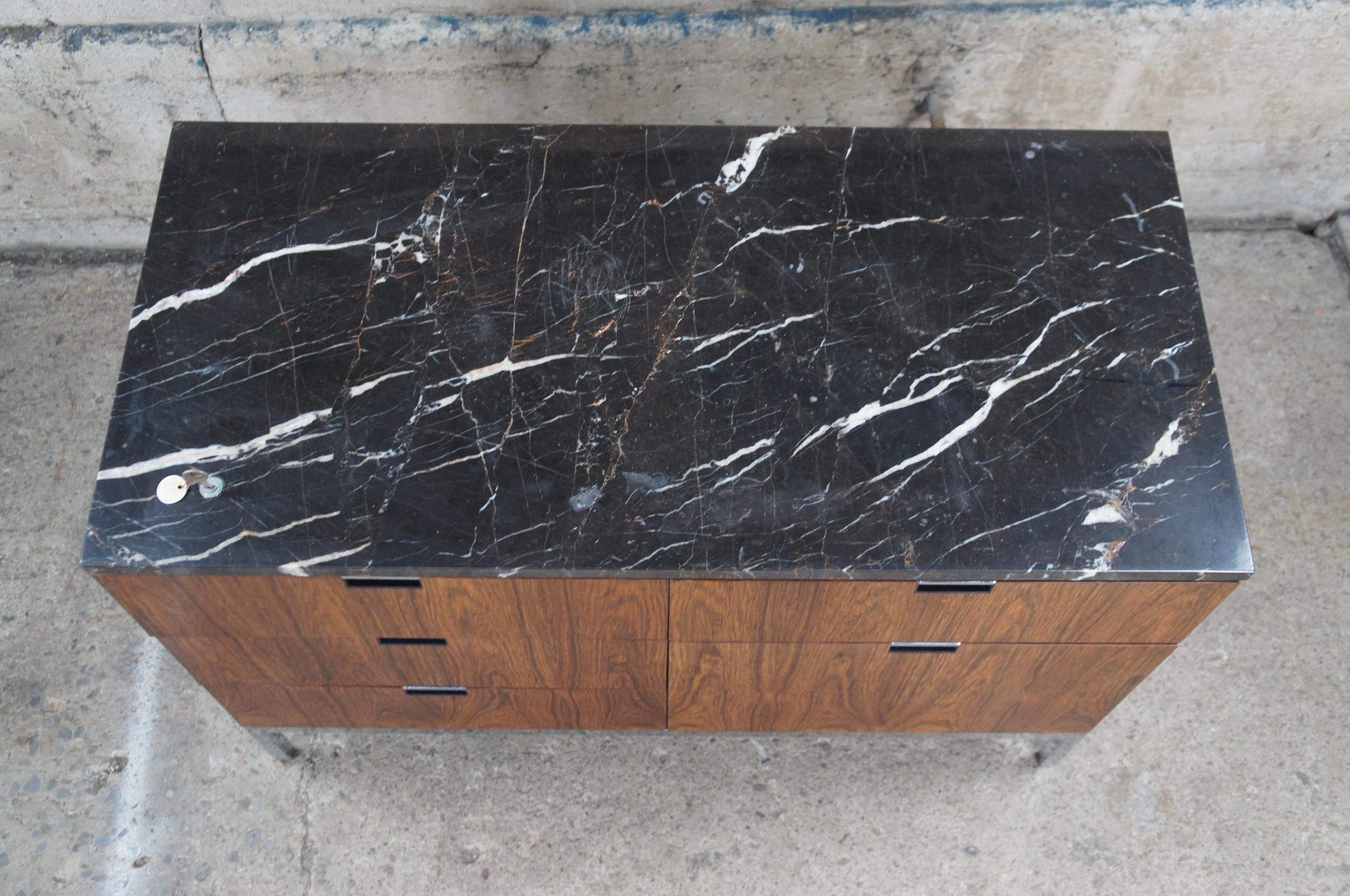 Mid-Century Modern Florence Knoll Mid Century Modern Rosewood Marble Top Console Credenza Cabinet