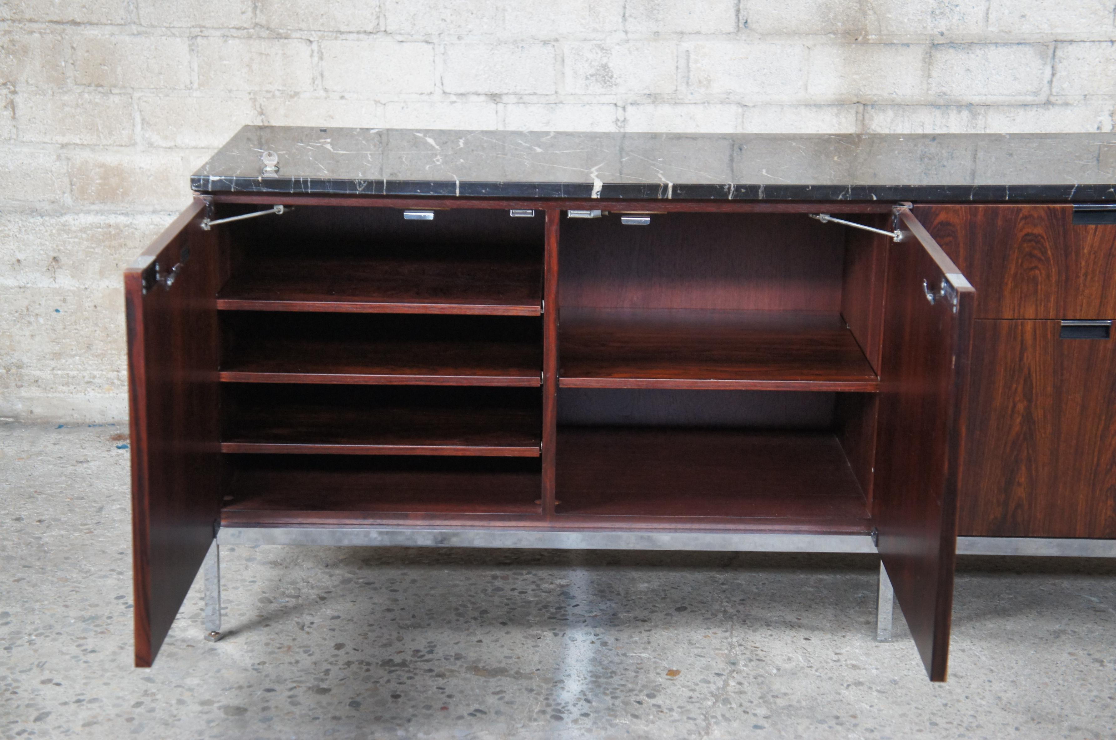 Florence Knoll Mid-Century Modern Rosewood Marble Top Credenza Sideboard Cabinet 3