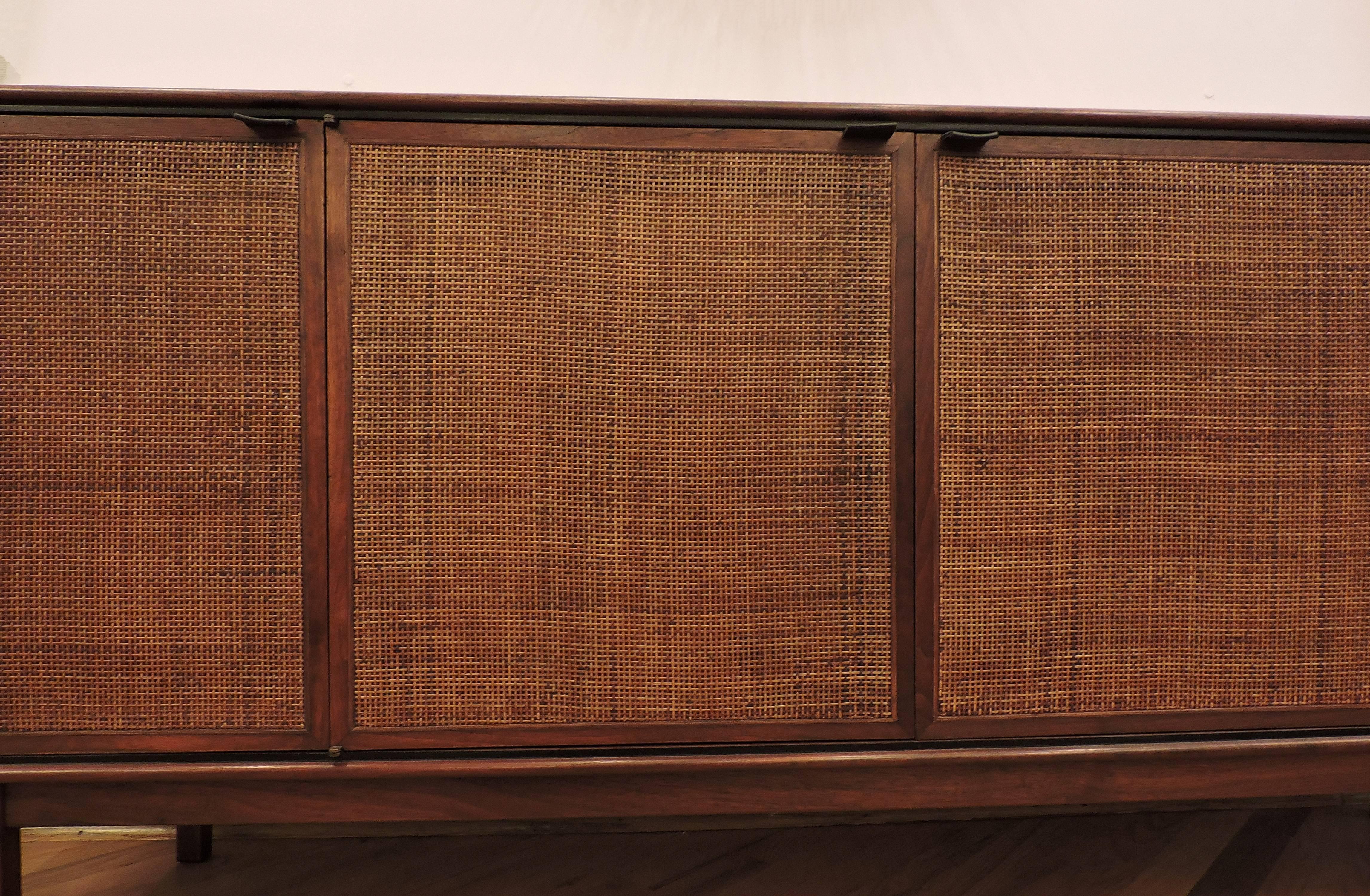 Florence Knoll Mid-Century Modern Walnut and Cane Credenza 2