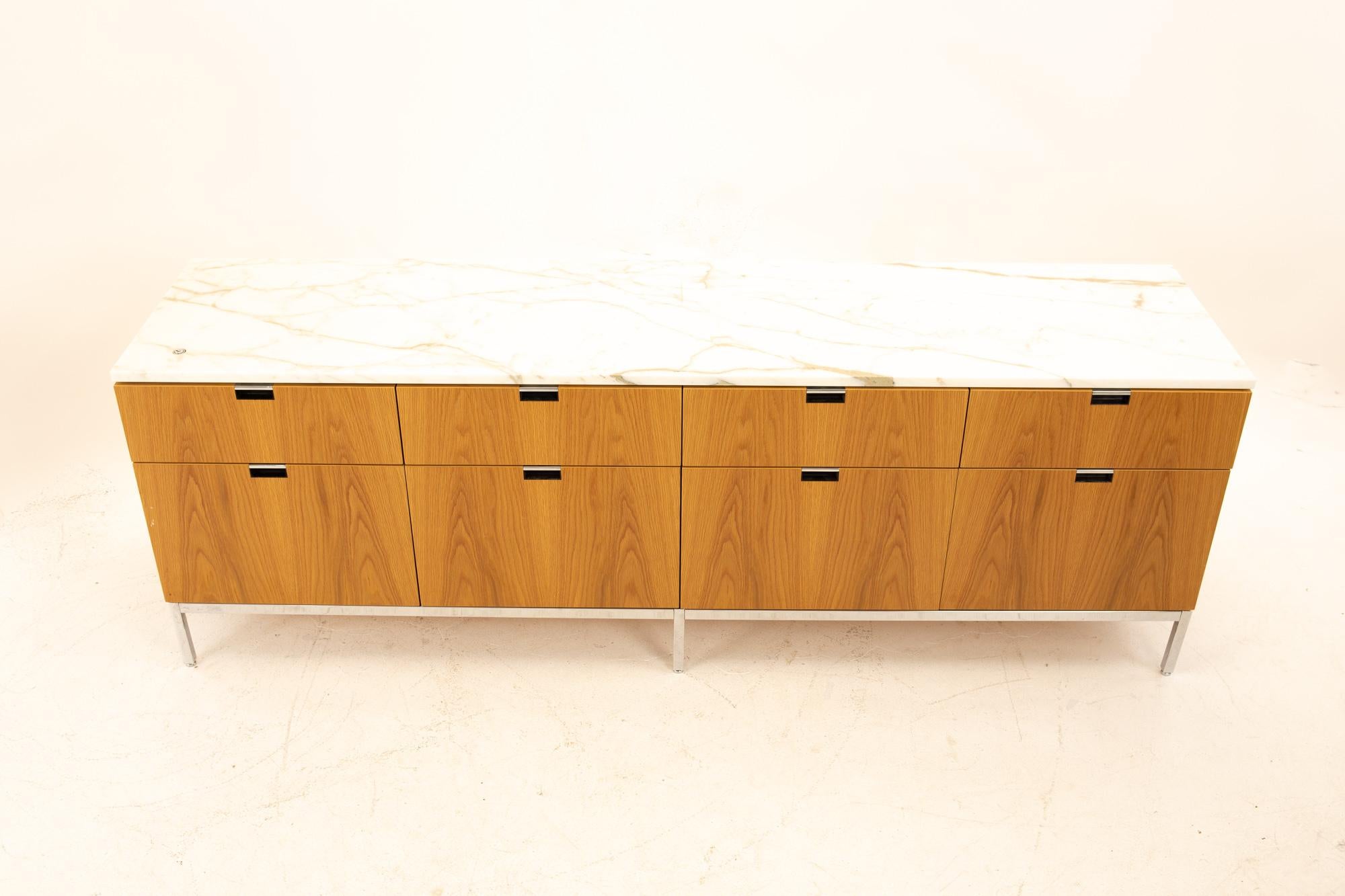 Florence Knoll Mid Century White Marble-Top Sideboard Credenza 1