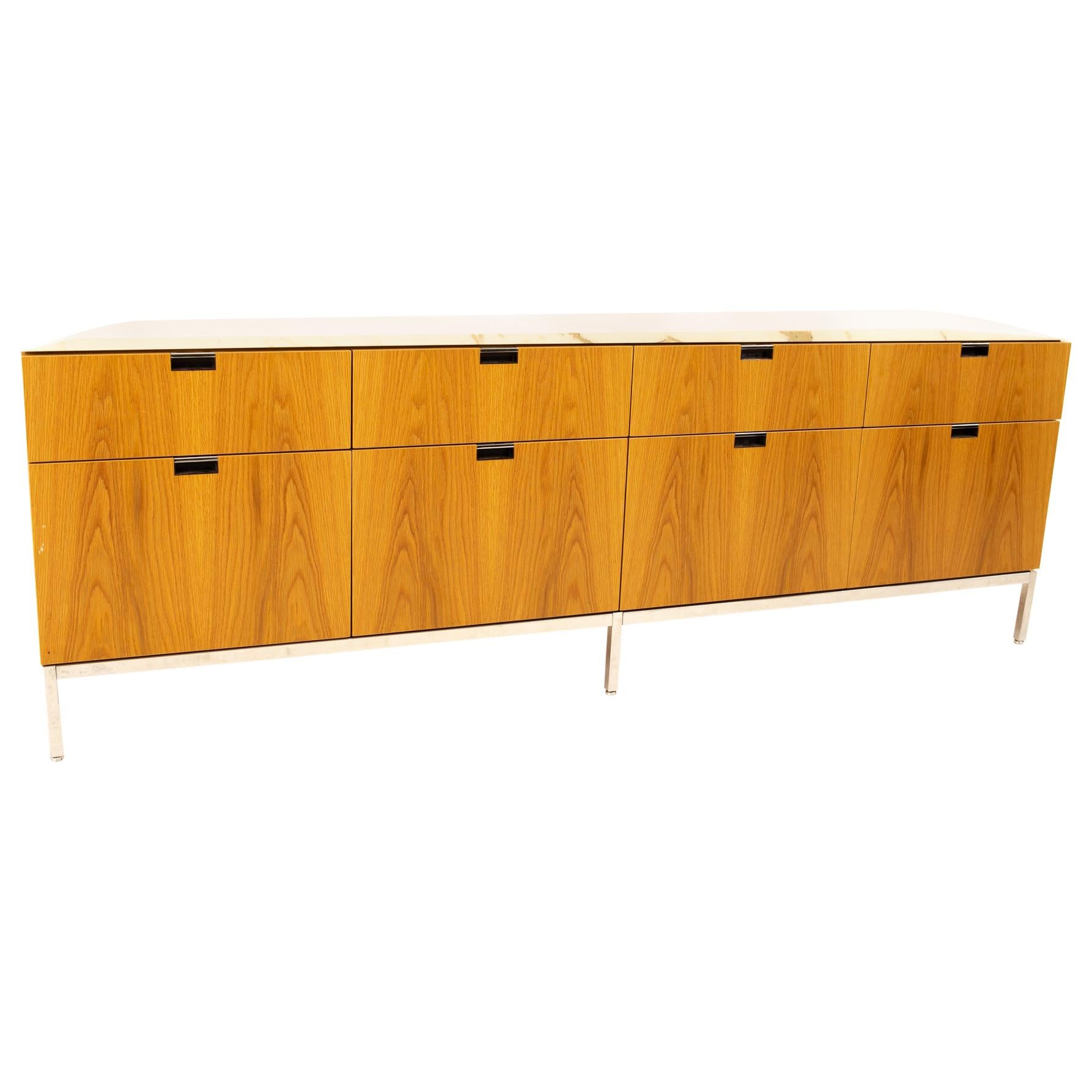 Florence Knoll Mid Century White Marble-Top Sideboard Credenza
