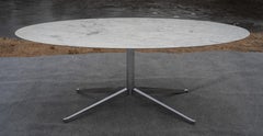 Florence Knoll Mid-Century Satin Oval Carrara Marble 78x48 Dining Table or Desk