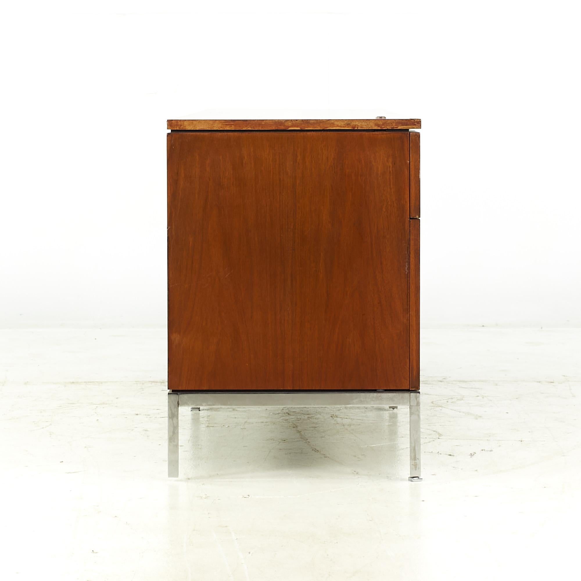 Late 20th Century Florence Knoll Mid-Century Walnut and Chrome Credenza For Sale