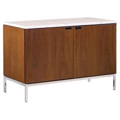 Crédence en noyer et marbre du milieu du siècle de Florence Knoll