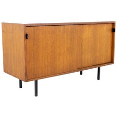 Florence Knoll Mid Century Walnut Sliding Door Credenza