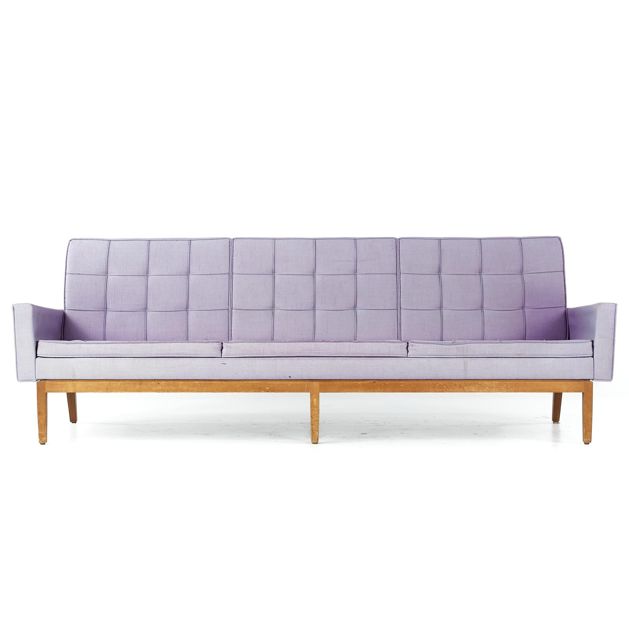 Florence Knoll midcentury walnut sofa.

This sofa measures: 90.75 wide x 28.5 deep x 31.5 inches high, with a seat height of 15.5 and arm height of 21.5 inches.

All pieces of furniture can be had in what we call restored vintage condition. That
