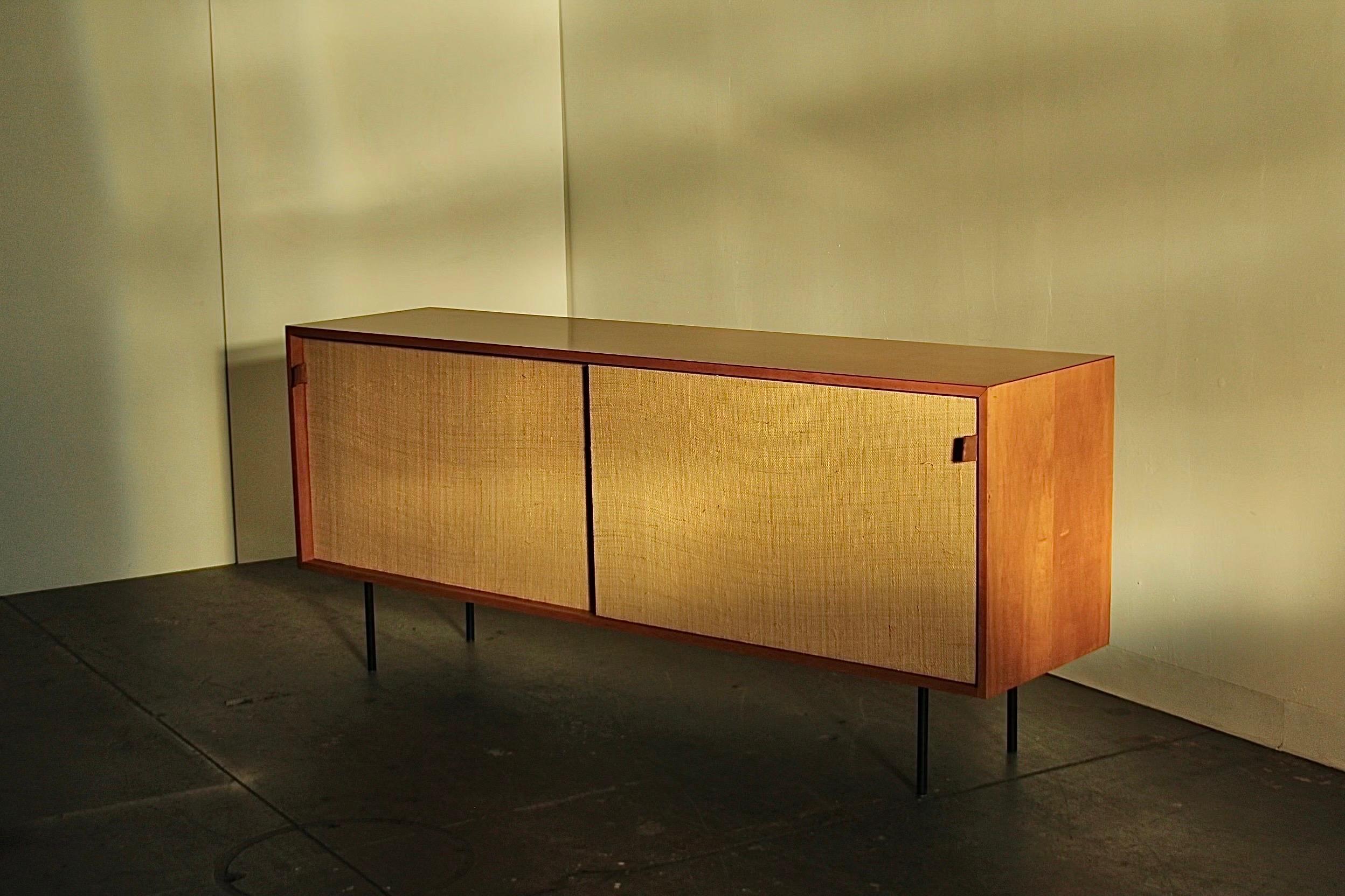 Florence Knoll 'Model 116' Iron Leg and Grass Cloth Credenza for Knoll, 1950s For Sale 10