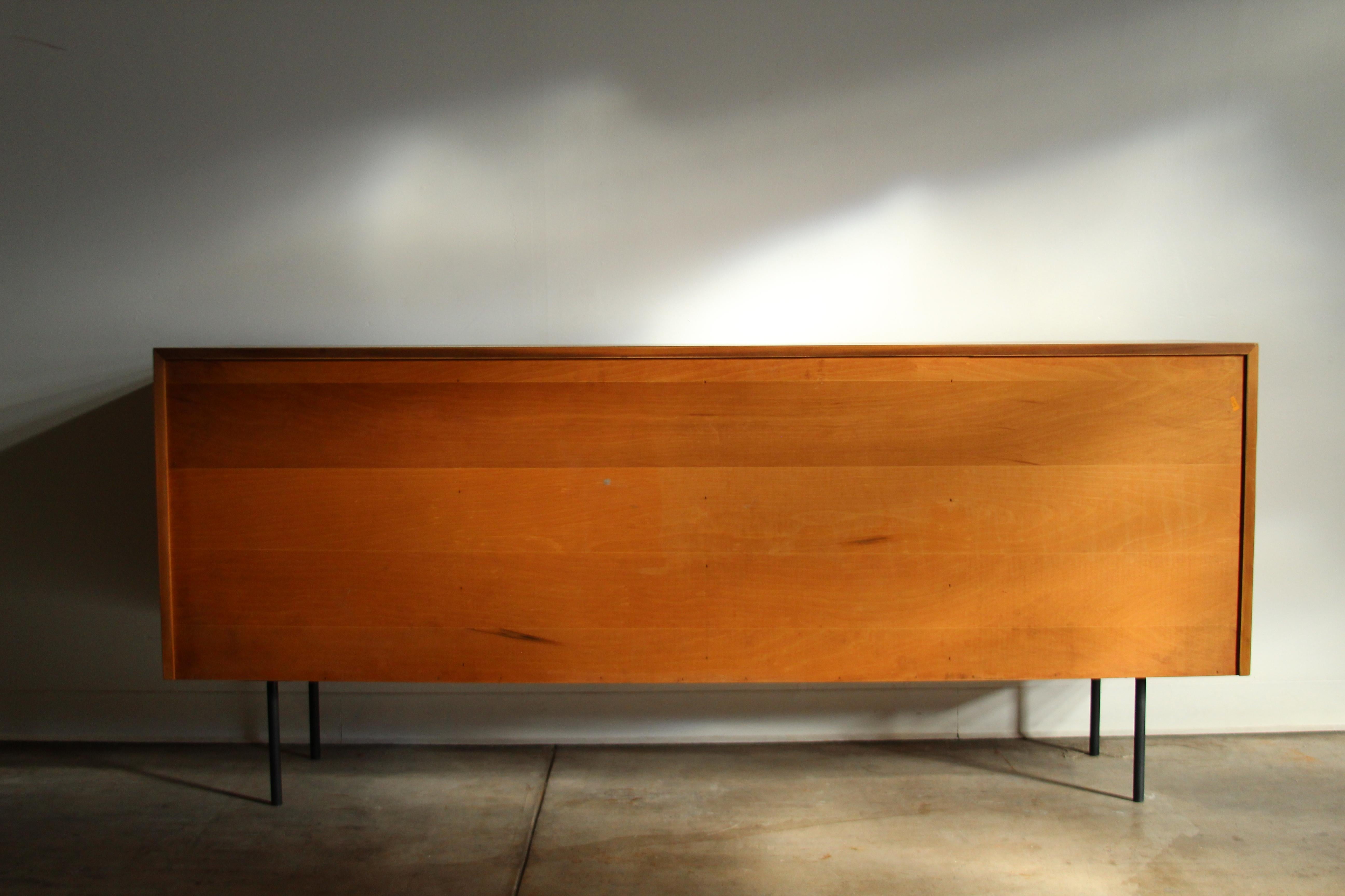 Florence Knoll 'Model 116' Iron Leg and Grass Cloth Credenza for Knoll, 1950s For Sale 12
