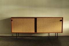 Florence Knoll 'Model 116' Iron Leg and Grass Cloth Credenza for Knoll, 1950s