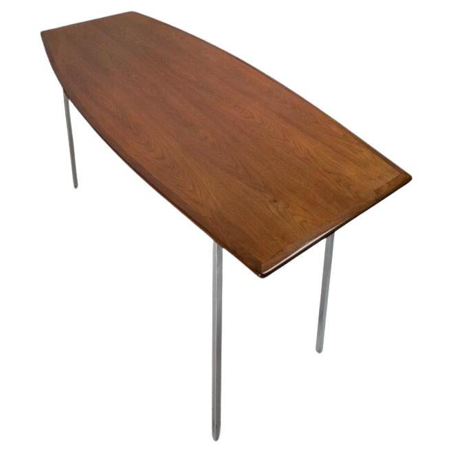 Florence Knoll Walnut & Chrome Model 580 Dining Conference Table for Knoll, 1960