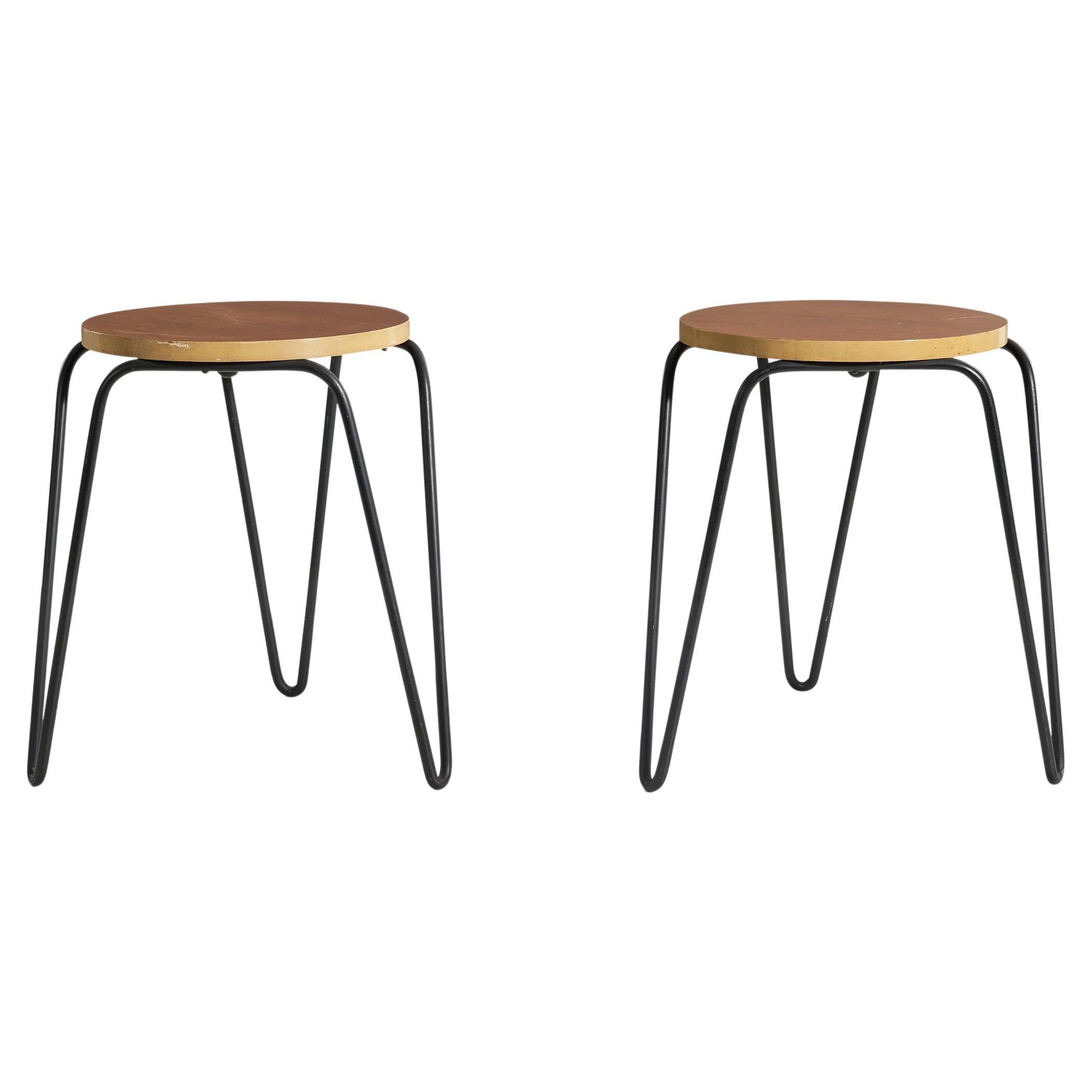 Florence Knoll, Model 75 Stools, Birch, Iron, Knoll Associates, USA, 1948 For Sale