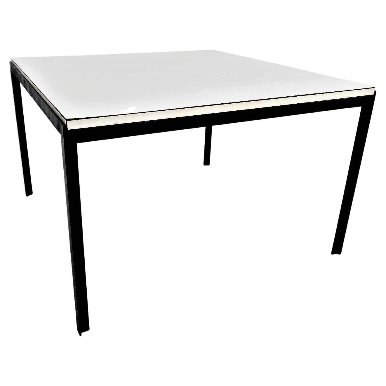 Florence Knoll Modern T-Bar Coffee Table White Mica Top & Black Iron Frame