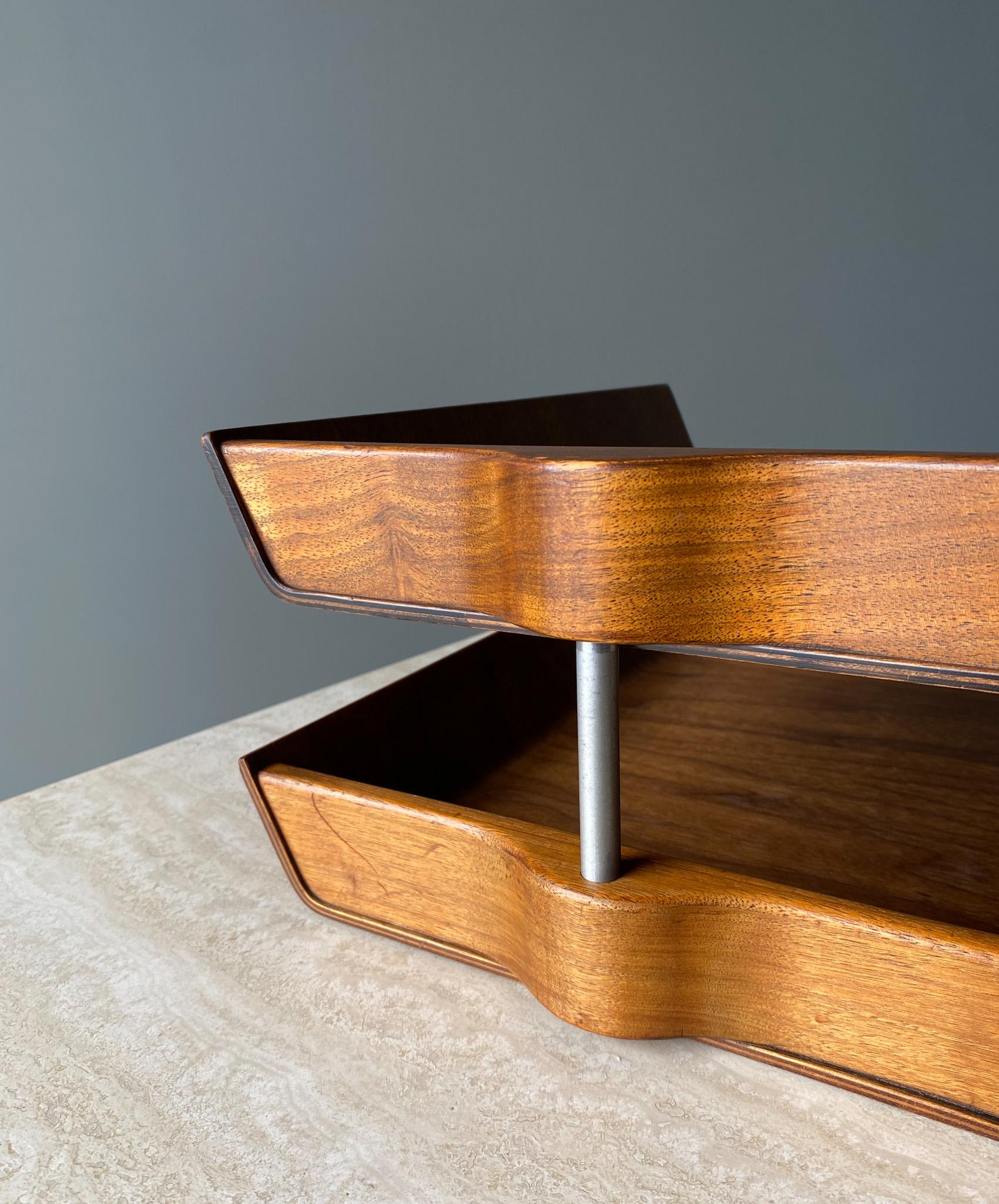Florence Knoll Molded Plywood Architectural Letter Tray, 1960s 3