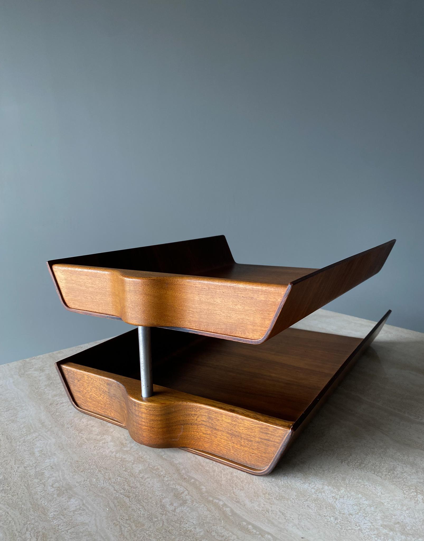 Florence Knoll Molded Plywood Architectural Letter Tray, 1960s For Sale 4