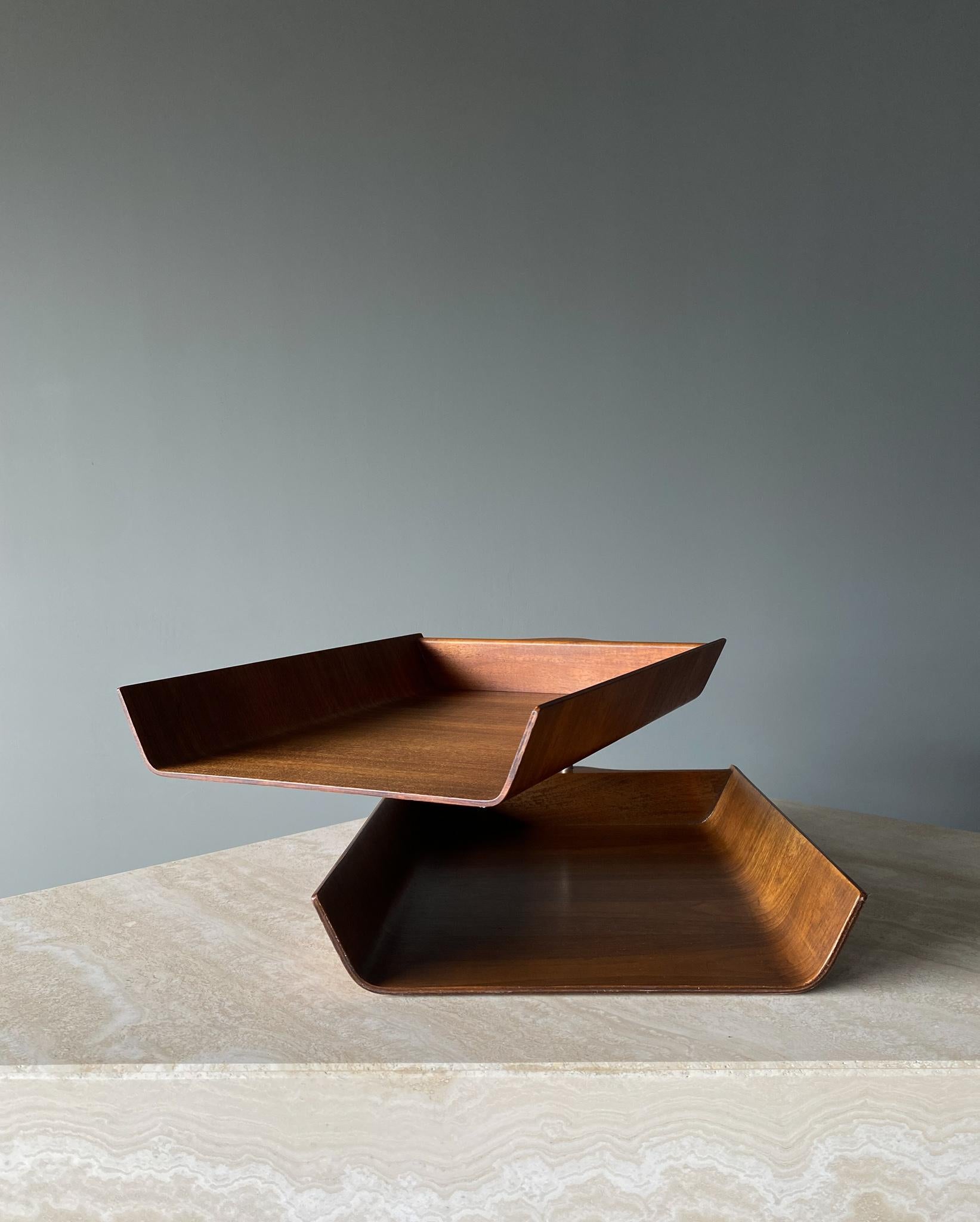 Florence Knoll Molded Plywood Architectural Letter Tray, 1960s For Sale 7