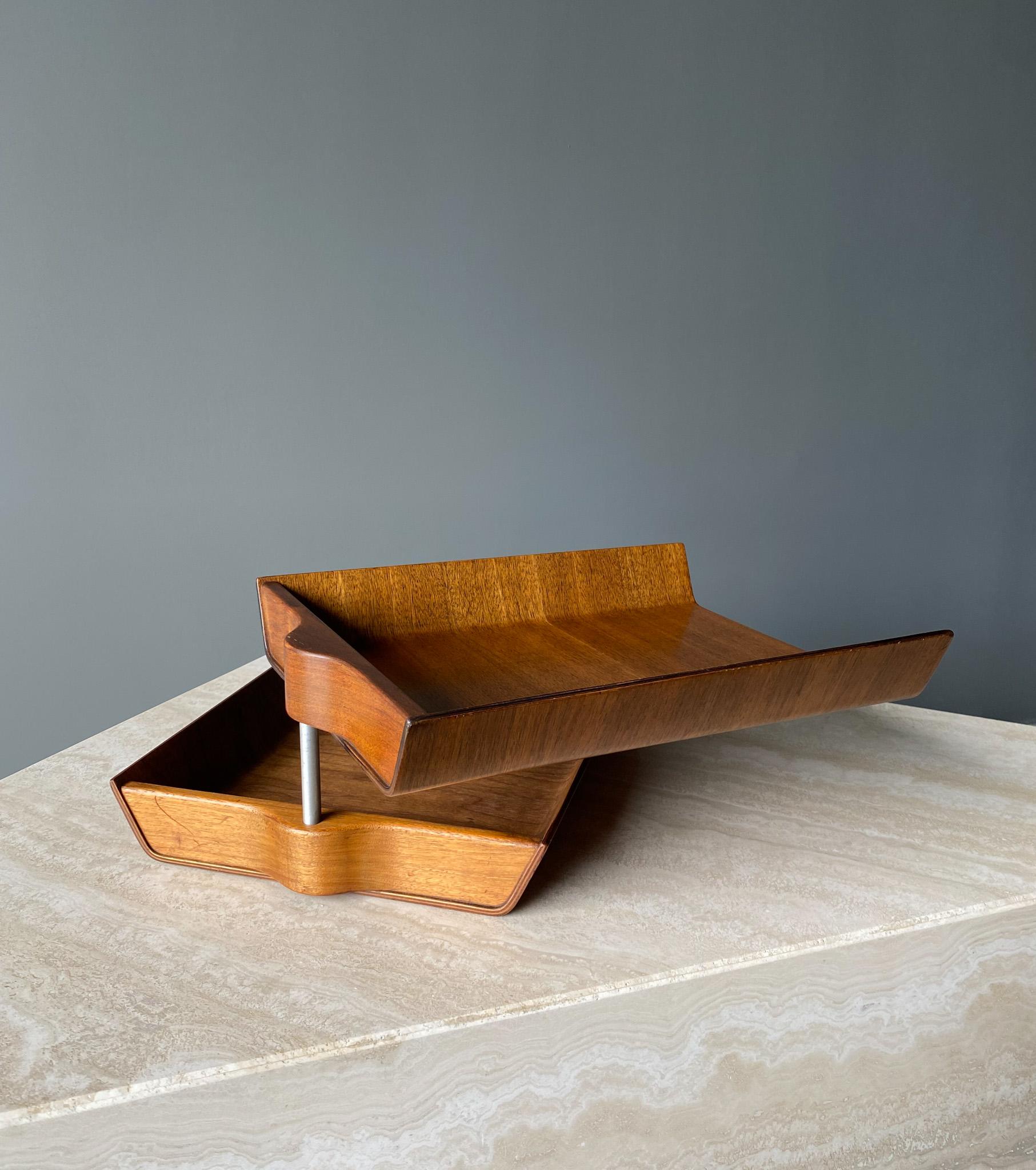 Florence Knoll Molded Plywood Architectural Letter Tray, 1960s 8