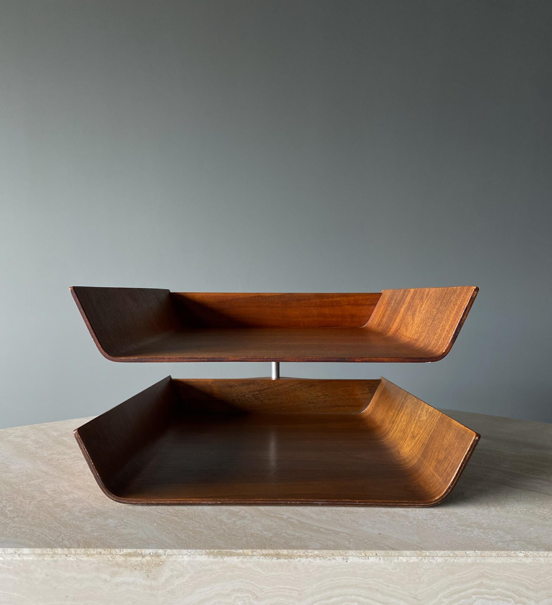 Mid-Century Modern Florence Knoll Molded Plywood Architectural Letter Tray, 1960s For Sale