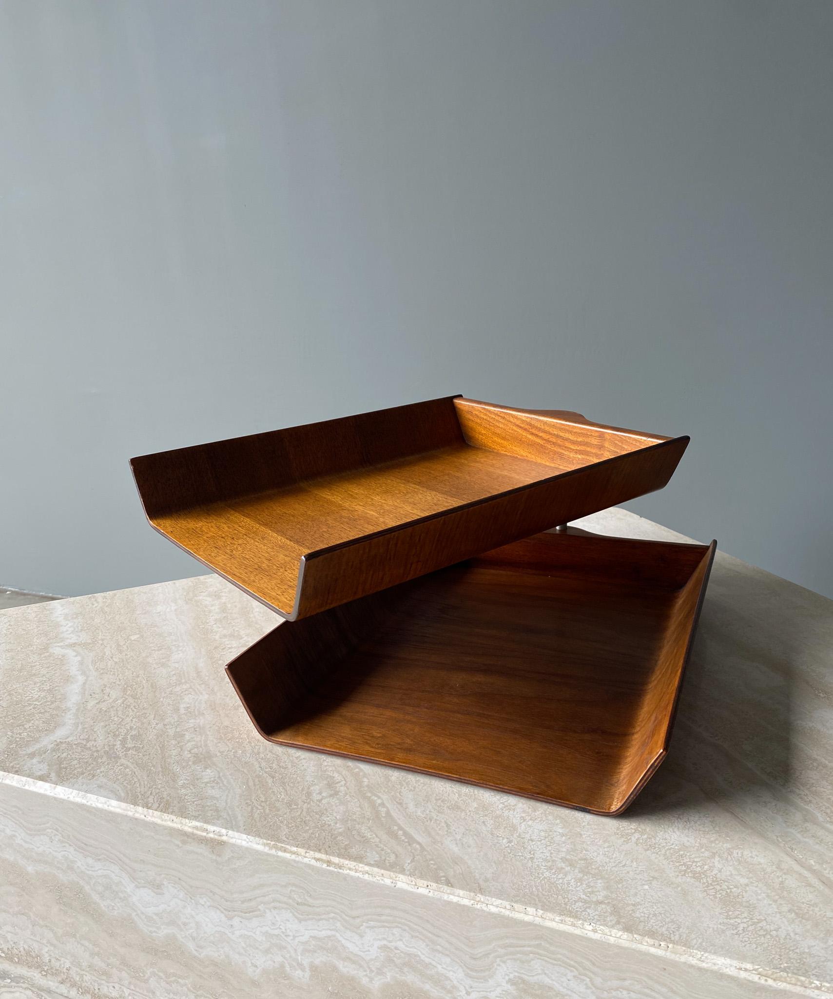 Mid-Century Modern Florence Knoll Molded Plywood Architectural Letter Tray, 1960s