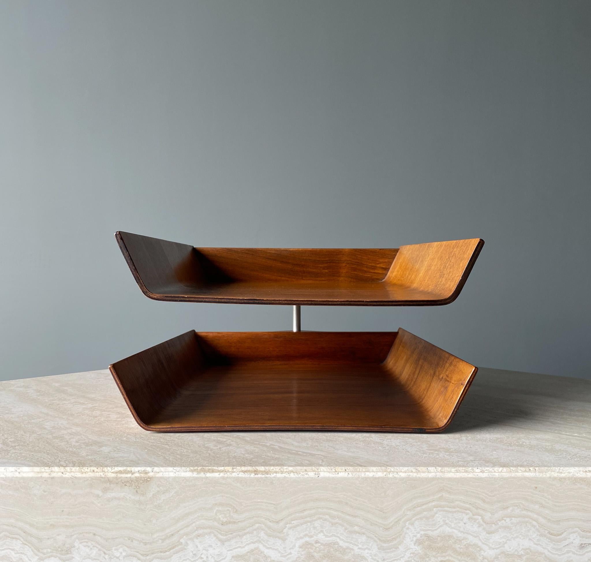 American Florence Knoll Molded Plywood Architectural Letter Tray, 1960s