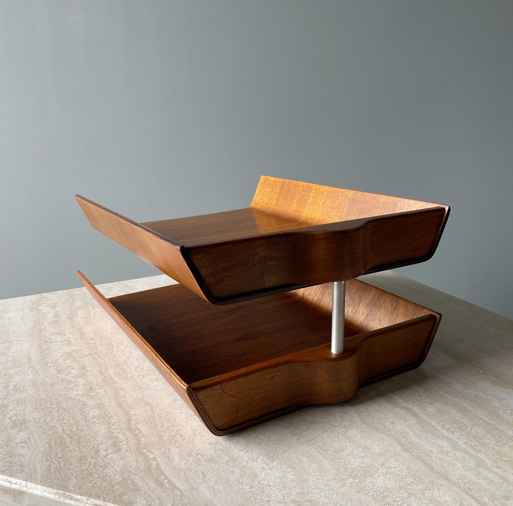 20th Century Florence Knoll Molded Plywood Architectural Letter Tray, 1960s