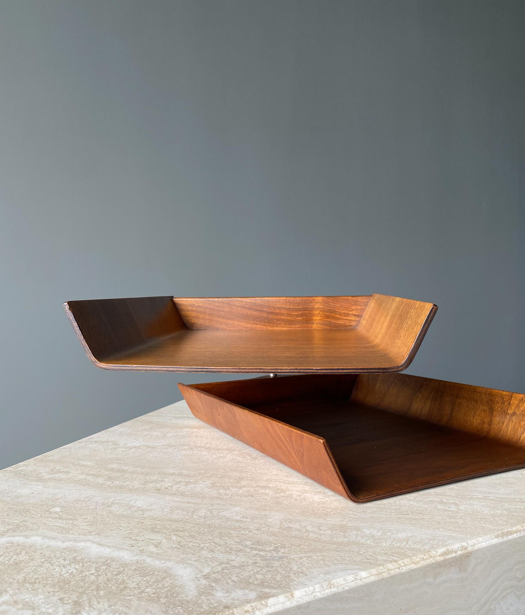 Florence Knoll Molded Plywood Architectural Letter Tray, 1960s 1