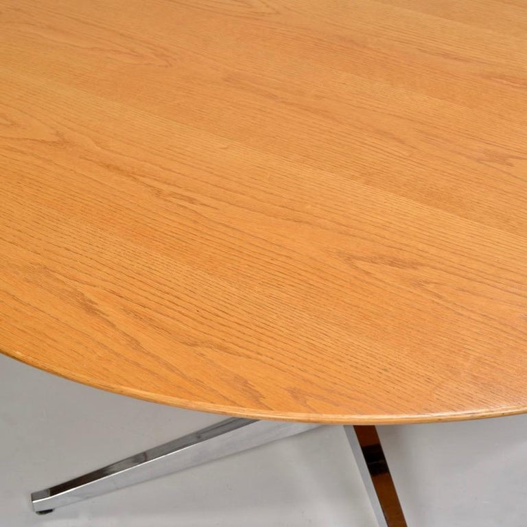 Restored Large Florence Knoll Oak Dining Table In Excellent Condition In Los Angeles, CA