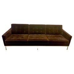 Florence Knoll 1960's Original Brown Mohair with Chrome Legs Vintage Sofa